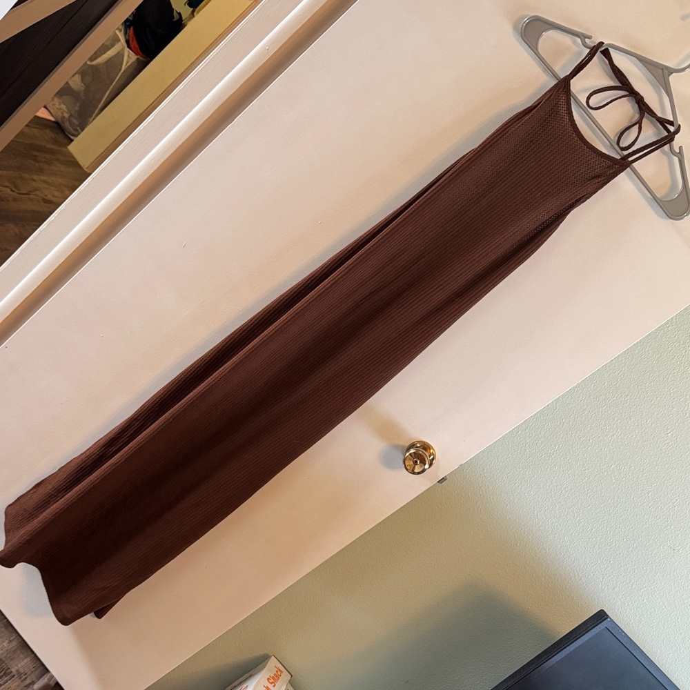 Brown Halter Maxi Dress